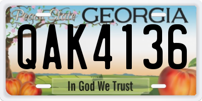 GA license plate QAK4136