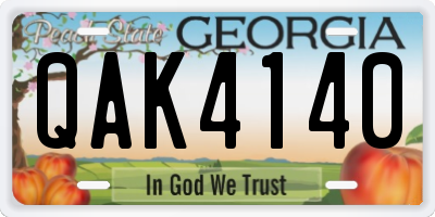 GA license plate QAK4140