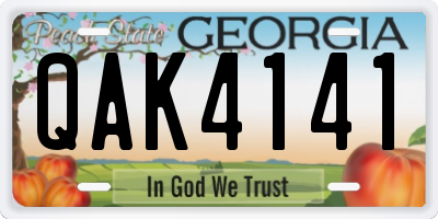 GA license plate QAK4141
