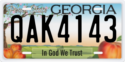 GA license plate QAK4143