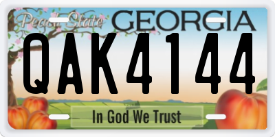 GA license plate QAK4144