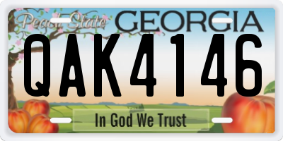 GA license plate QAK4146