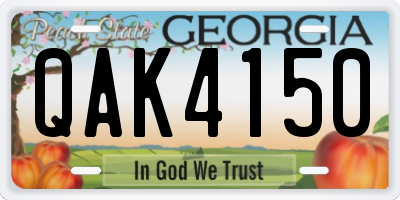 GA license plate QAK4150