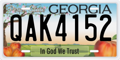 GA license plate QAK4152