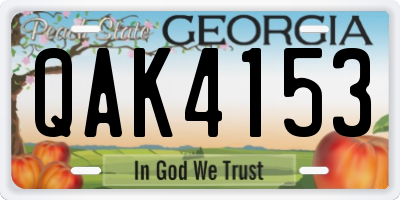 GA license plate QAK4153