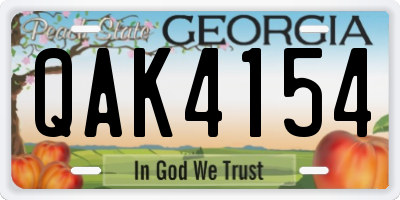 GA license plate QAK4154