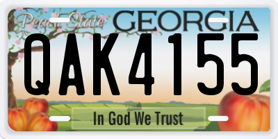 GA license plate QAK4155