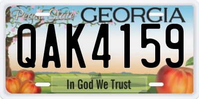 GA license plate QAK4159
