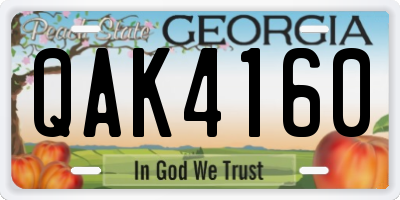 GA license plate QAK4160