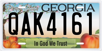 GA license plate QAK4161