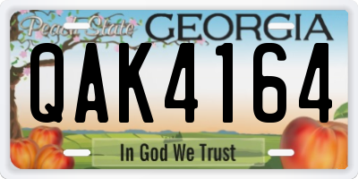 GA license plate QAK4164