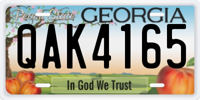 GA license plate QAK4165