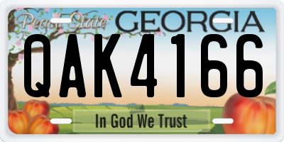GA license plate QAK4166