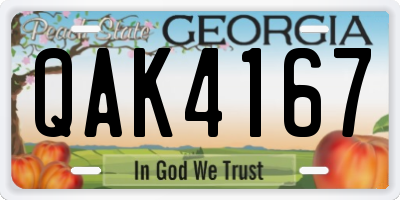 GA license plate QAK4167