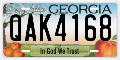 GA license plate QAK4168