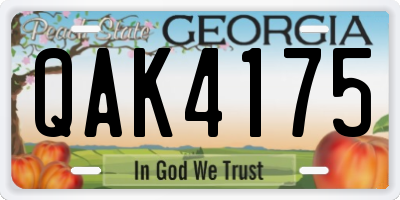 GA license plate QAK4175