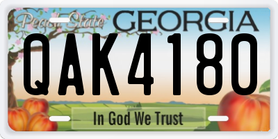 GA license plate QAK4180