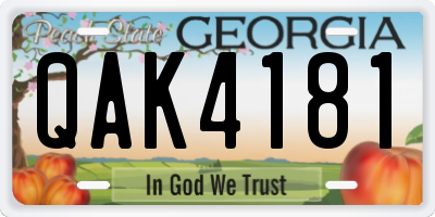 GA license plate QAK4181
