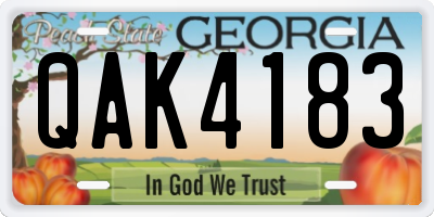GA license plate QAK4183