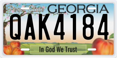 GA license plate QAK4184