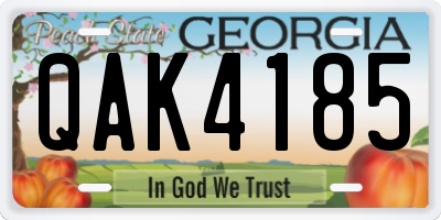 GA license plate QAK4185