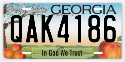 GA license plate QAK4186