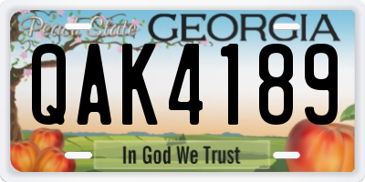 GA license plate QAK4189