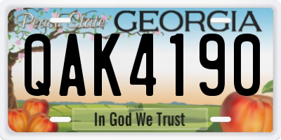 GA license plate QAK4190