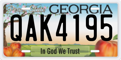 GA license plate QAK4195