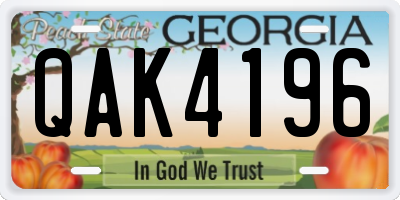 GA license plate QAK4196