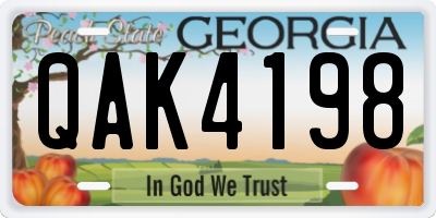 GA license plate QAK4198