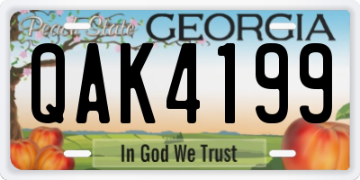 GA license plate QAK4199
