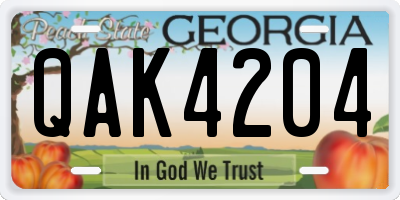 GA license plate QAK4204