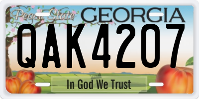 GA license plate QAK4207