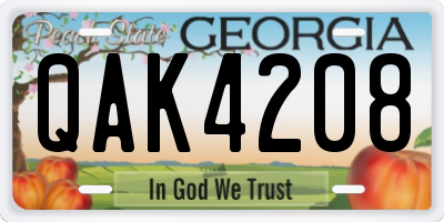 GA license plate QAK4208