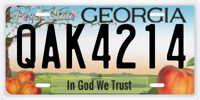 GA license plate QAK4214