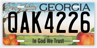 GA license plate QAK4226