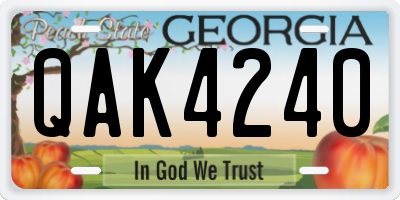 GA license plate QAK4240