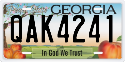 GA license plate QAK4241