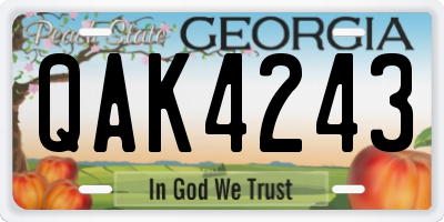 GA license plate QAK4243