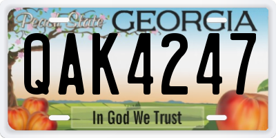 GA license plate QAK4247