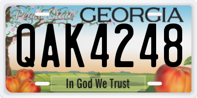 GA license plate QAK4248
