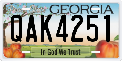 GA license plate QAK4251