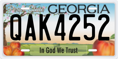 GA license plate QAK4252