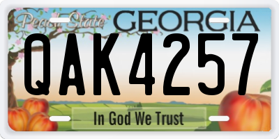 GA license plate QAK4257