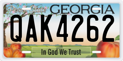 GA license plate QAK4262