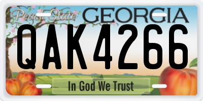 GA license plate QAK4266