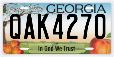 GA license plate QAK4270