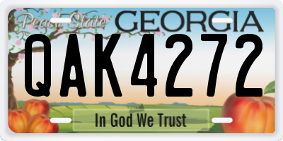 GA license plate QAK4272