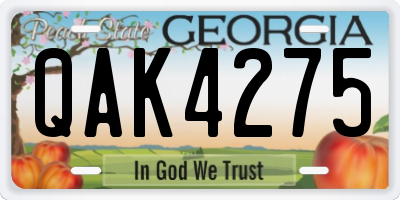 GA license plate QAK4275
